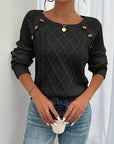 Helvano | Strukturierter Strickpullover mit Knöpfen für Damen