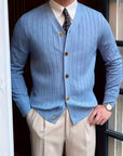 Helvano | Gerippte Strickjacke mit Knöpfen für Herren