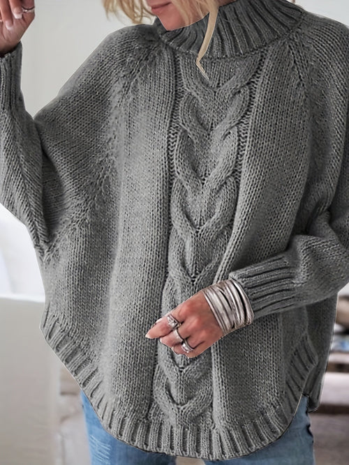 Helvano | Zopfstrick-Pullover mit Stehkragen für Damen