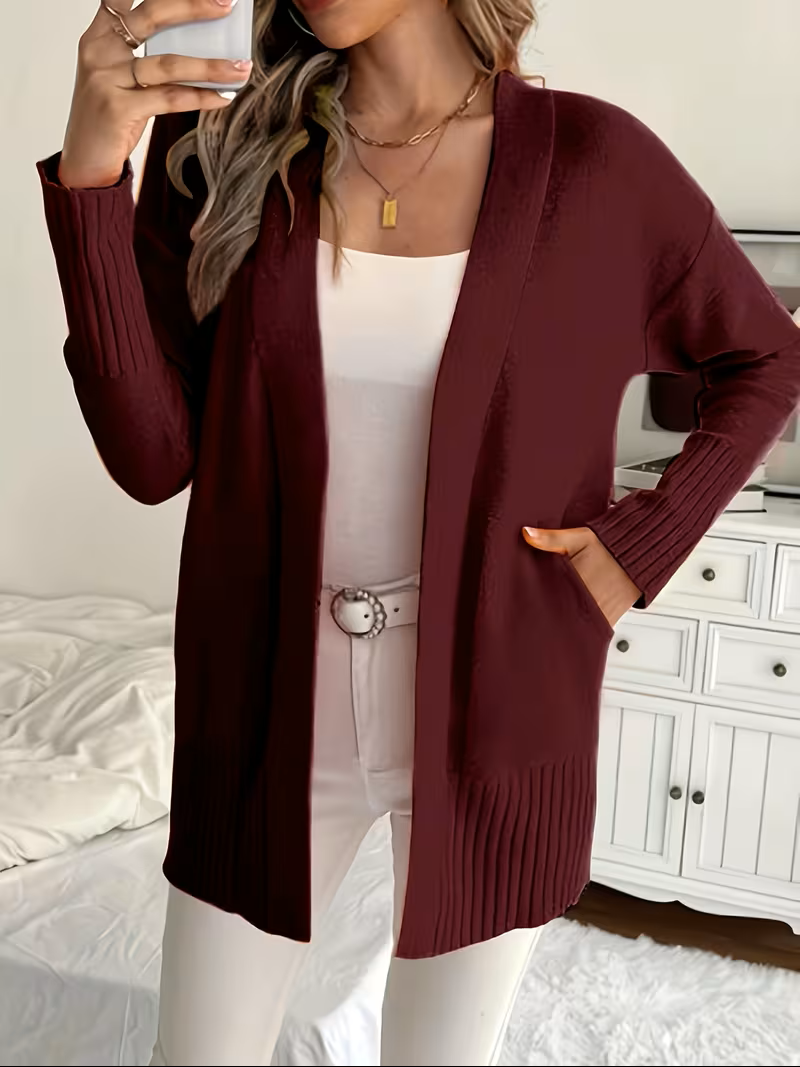 Helvano | Lockere offene Strickjacke für Damen