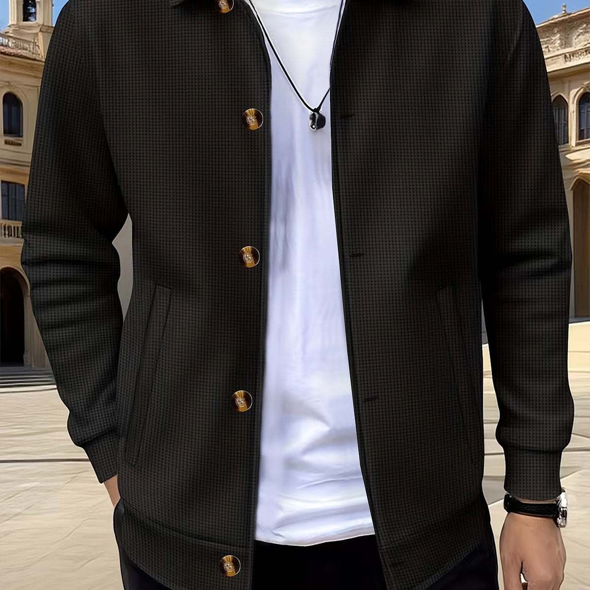 Helvano | Strukturierte Herrenjacke mit Knopfleiste