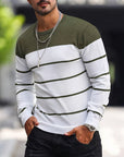 Helvano | Gestreifter Strickpullover mit Rundhals für Herren