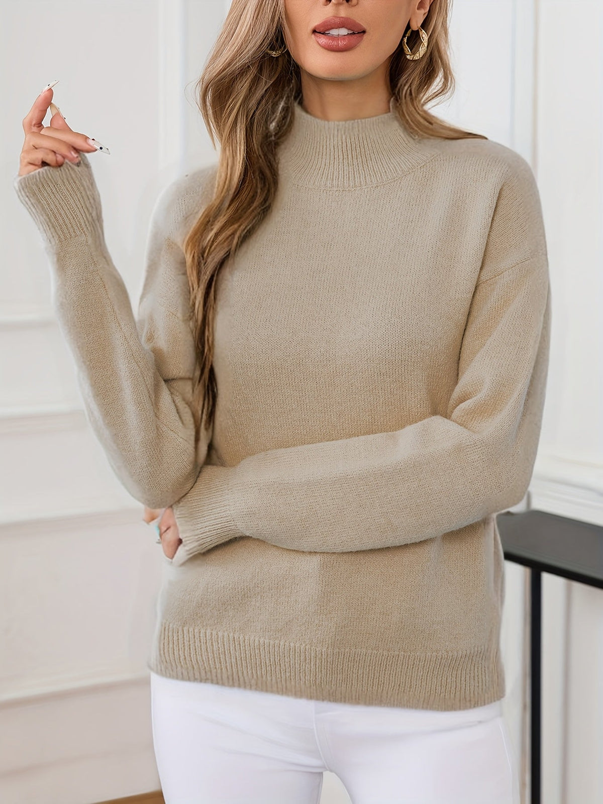 Helvano | Strickpullover mit Stehkragen für Damen