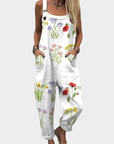 Helvano | Blumen-Latzhose für Damen in Weiss