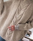 Helvano | Zopfstrick-Pullover mit Stehkragen für Damen