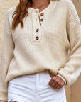 Helvano | Gerippter Henley-Pullover für Damen