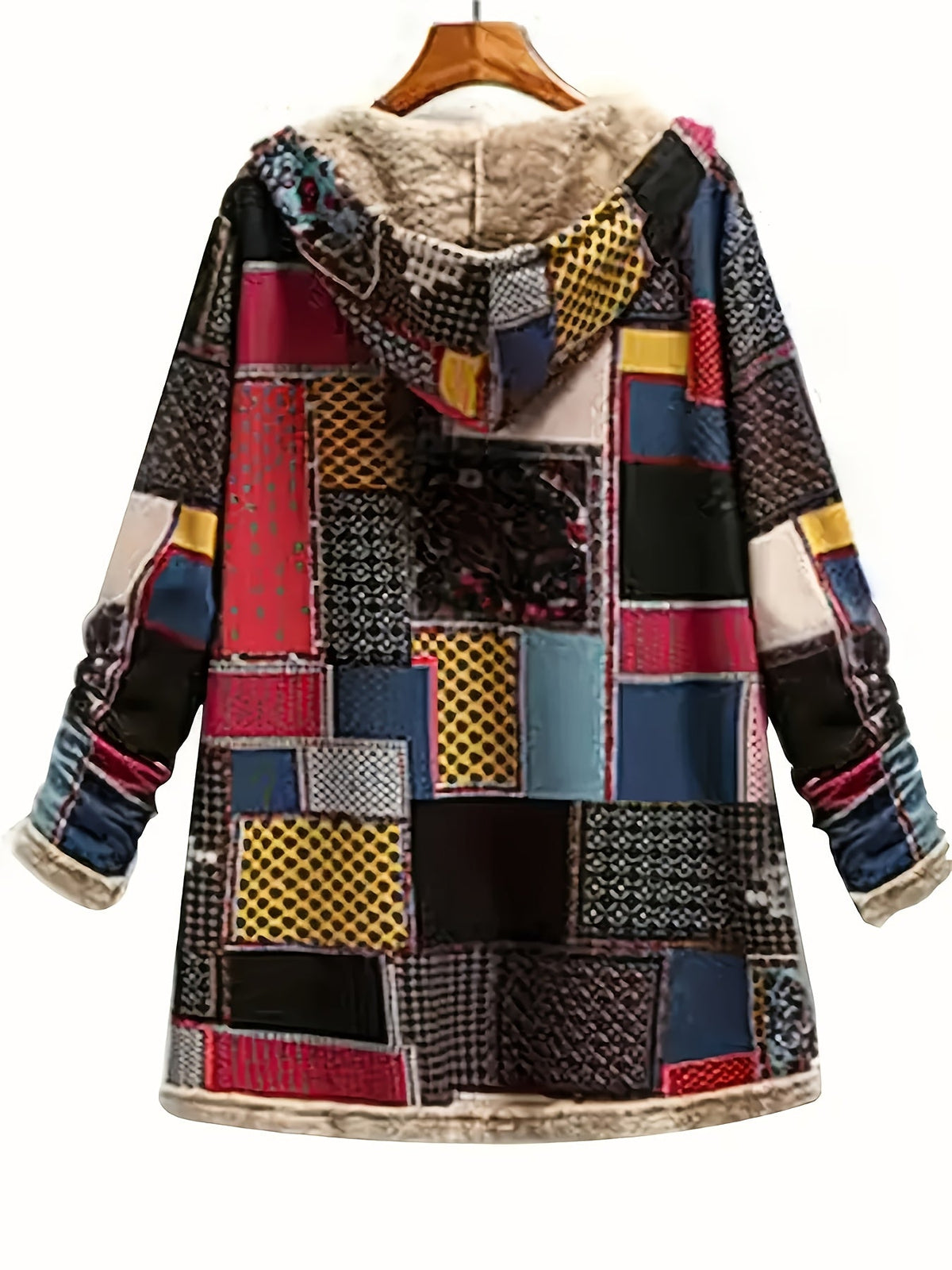 Helvano | Patchwork-Jacke mit Kapuze für Damen