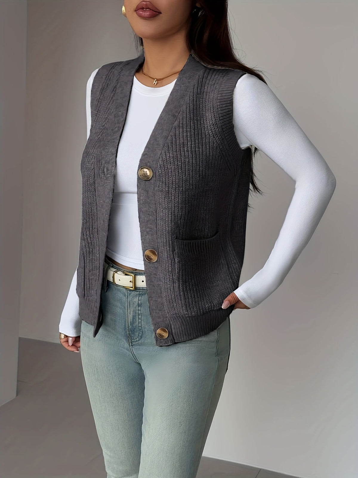 Helvano | Strickweste mit V-Ausschnitt für Damen