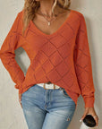 Helvano | Lochstrick-Pullover mit V-Ausschnitt für Damen