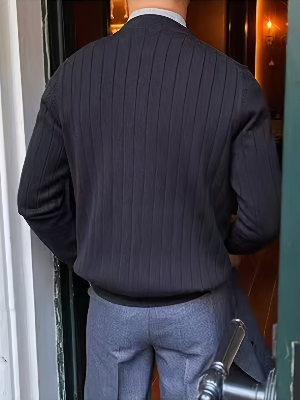 Helvano | Gerippte Strickjacke mit Knöpfen für Herren