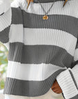 Helvano | Lockerer Colorblock-Strickpullover für Damen