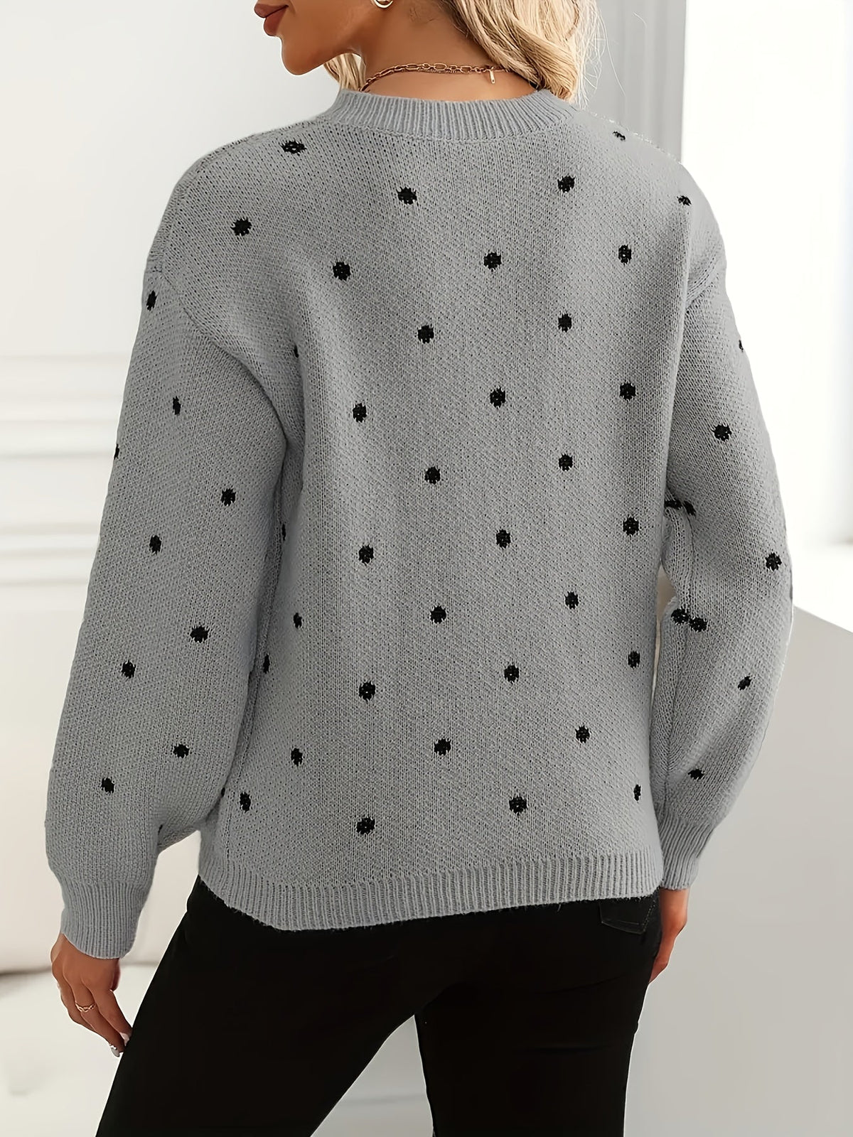 Helvano | Damen Strickpullover mit Punkten und Rundhals