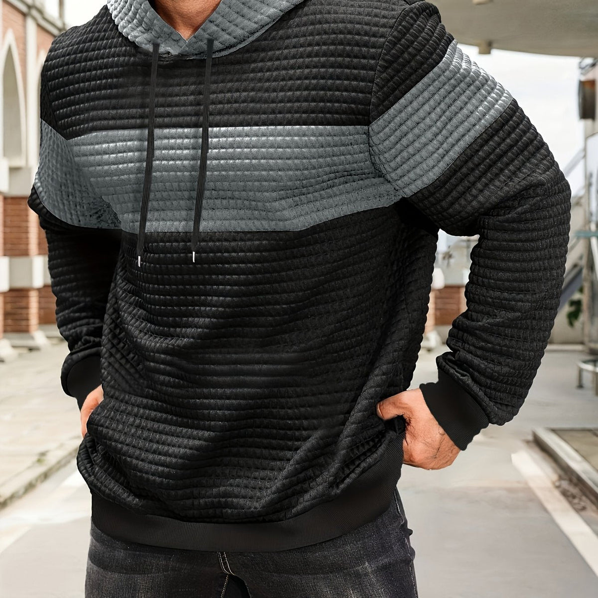 Helvano | Strukturierter Colorblock-Hoodie für Herren