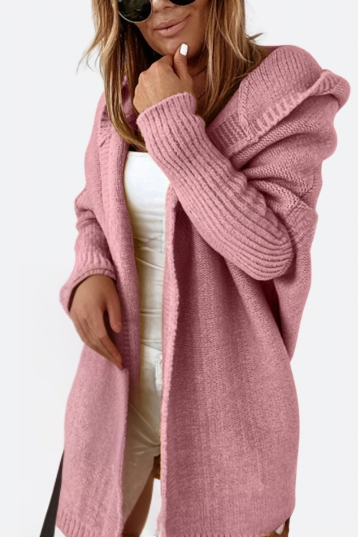 Helvano | Oversized Strickjacke mit Kapuze für Damen