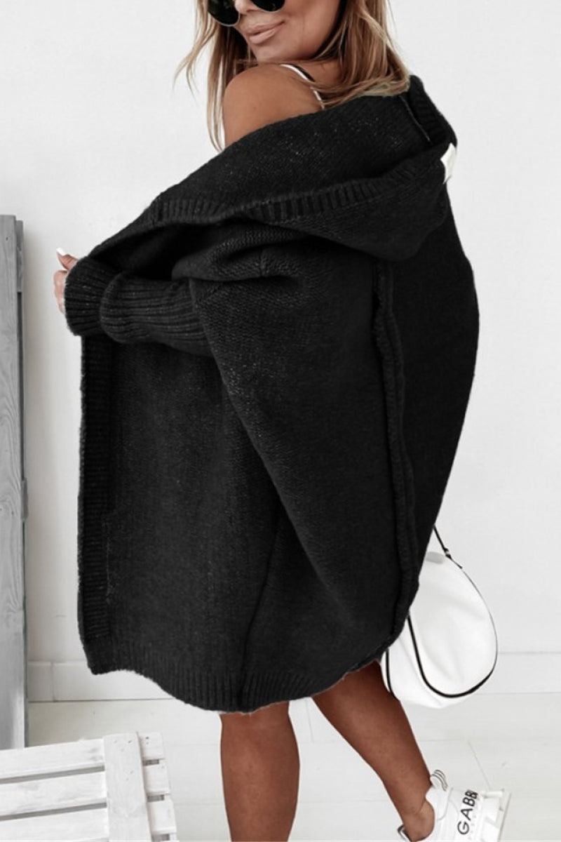 Helvano | Oversized Strickjacke mit Kapuze für Damen