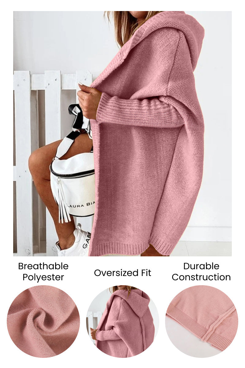 Helvano | Oversized Strickjacke mit Kapuze für Damen