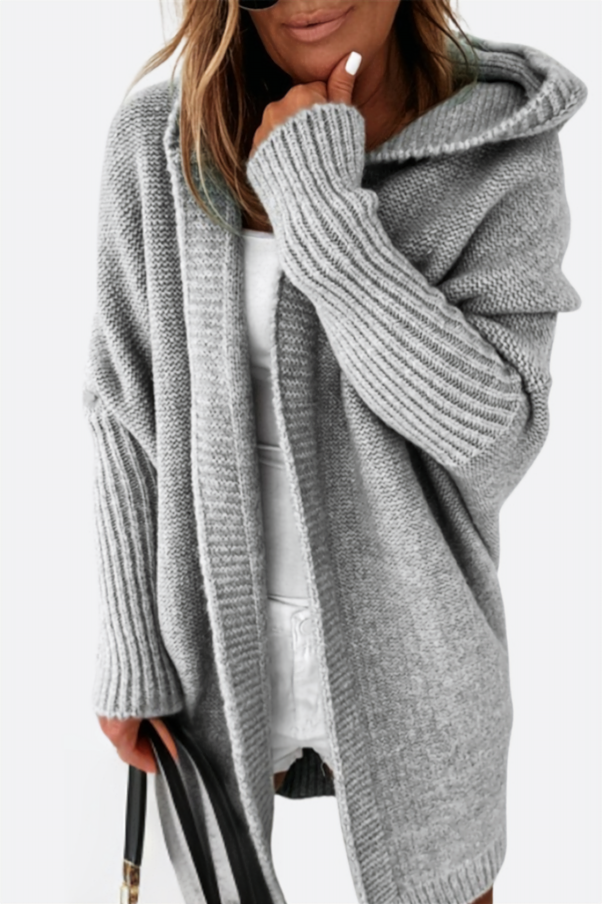 Helvano | Oversized Strickjacke mit Kapuze für Damen