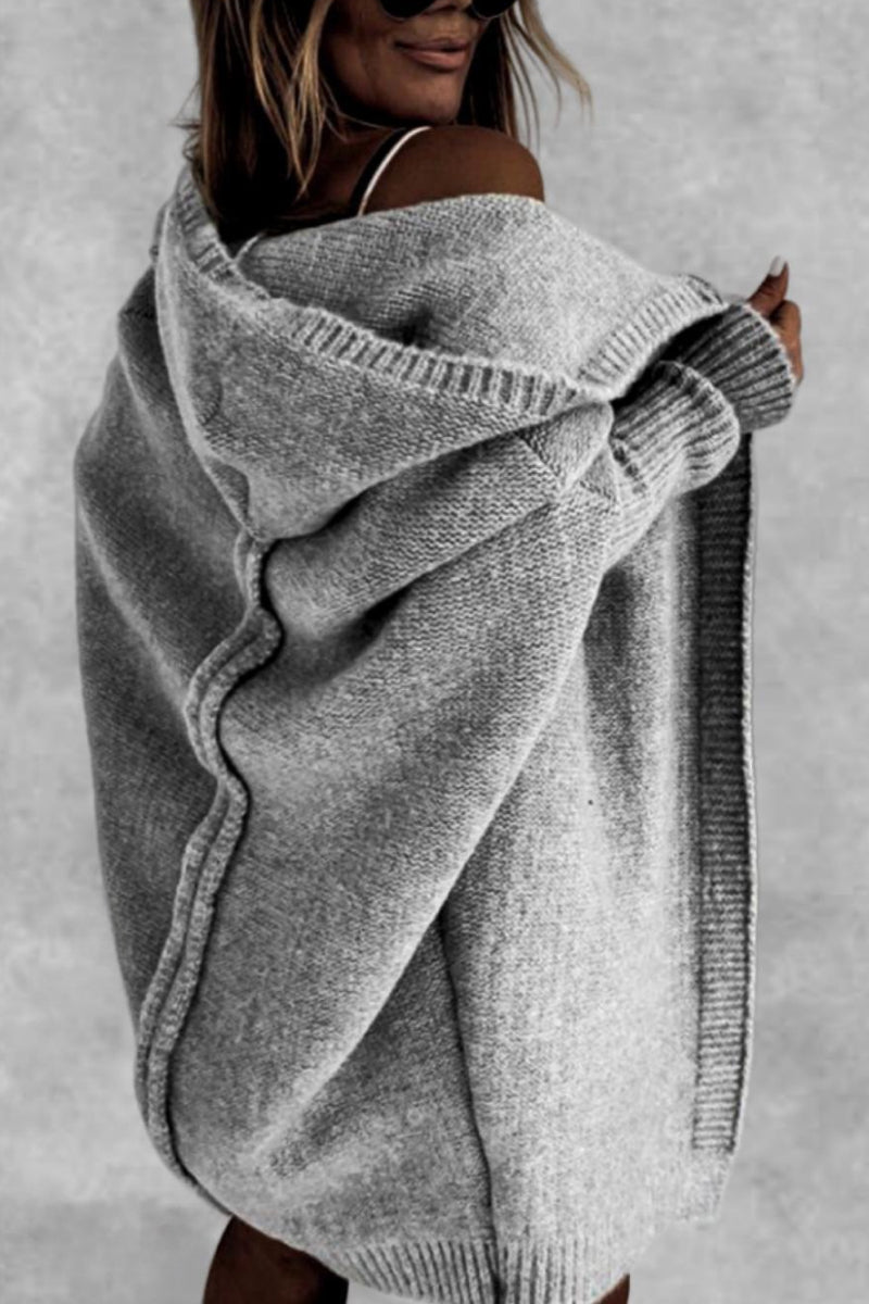 Helvano | Oversized Strickjacke mit Kapuze für Damen