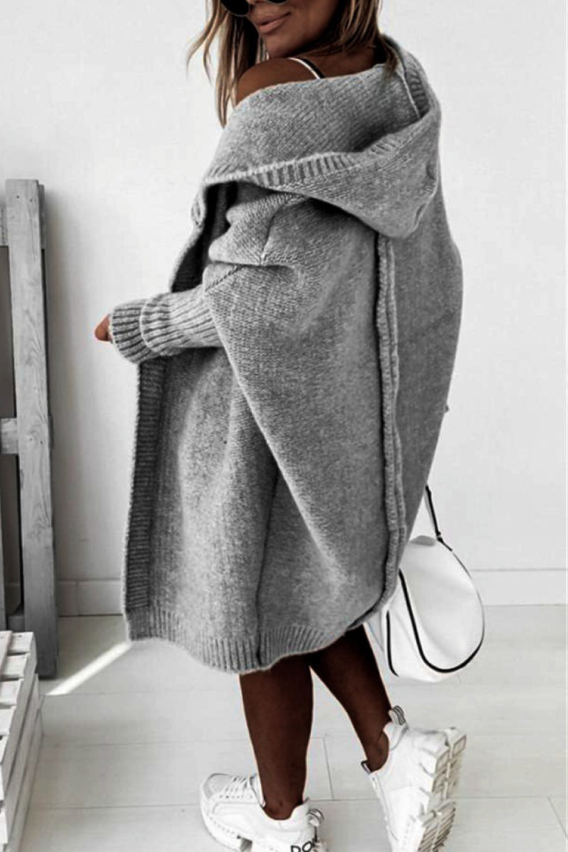 Helvano | Oversized Strickjacke mit Kapuze für Damen