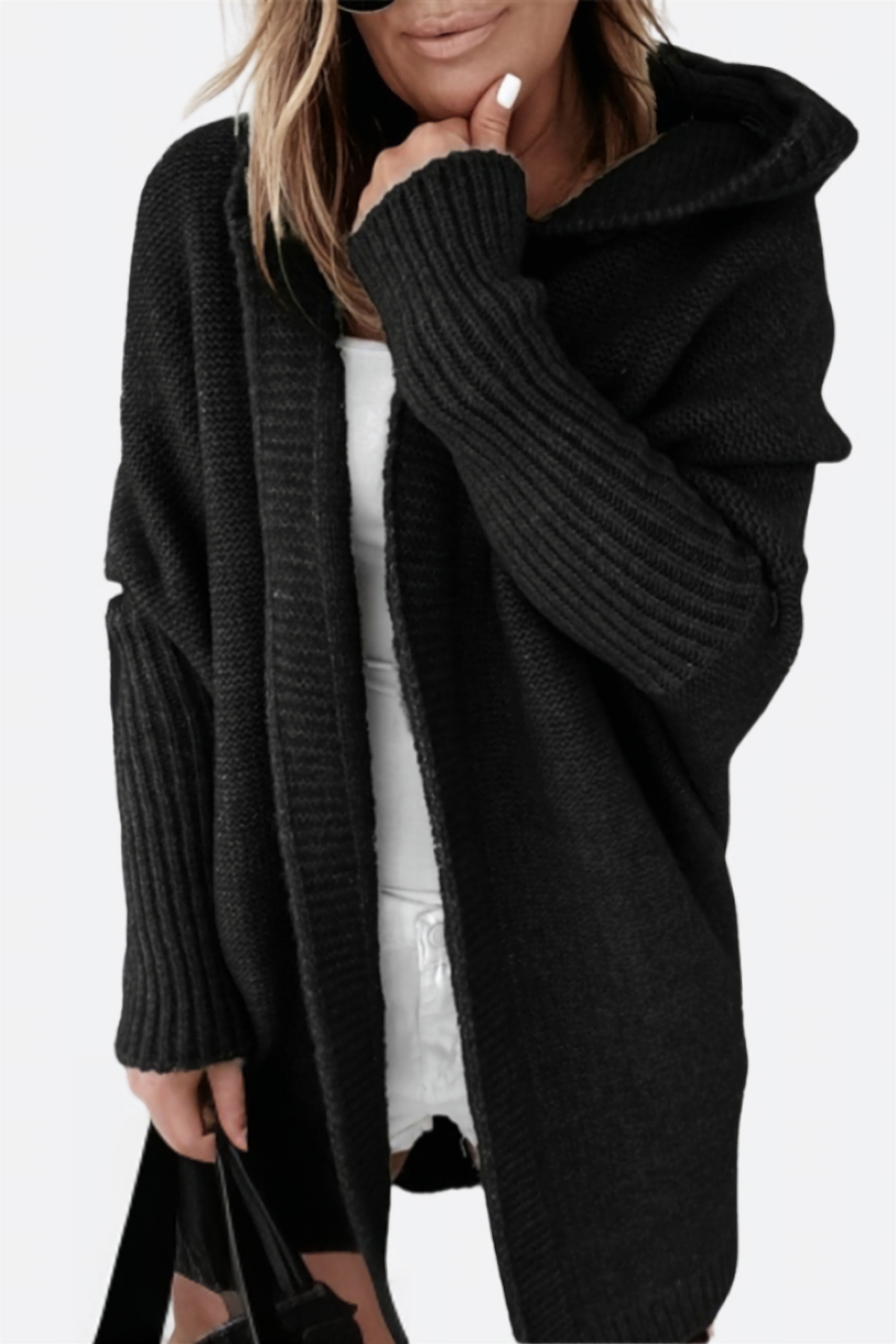 Helvano | Oversized Strickjacke mit Kapuze für Damen