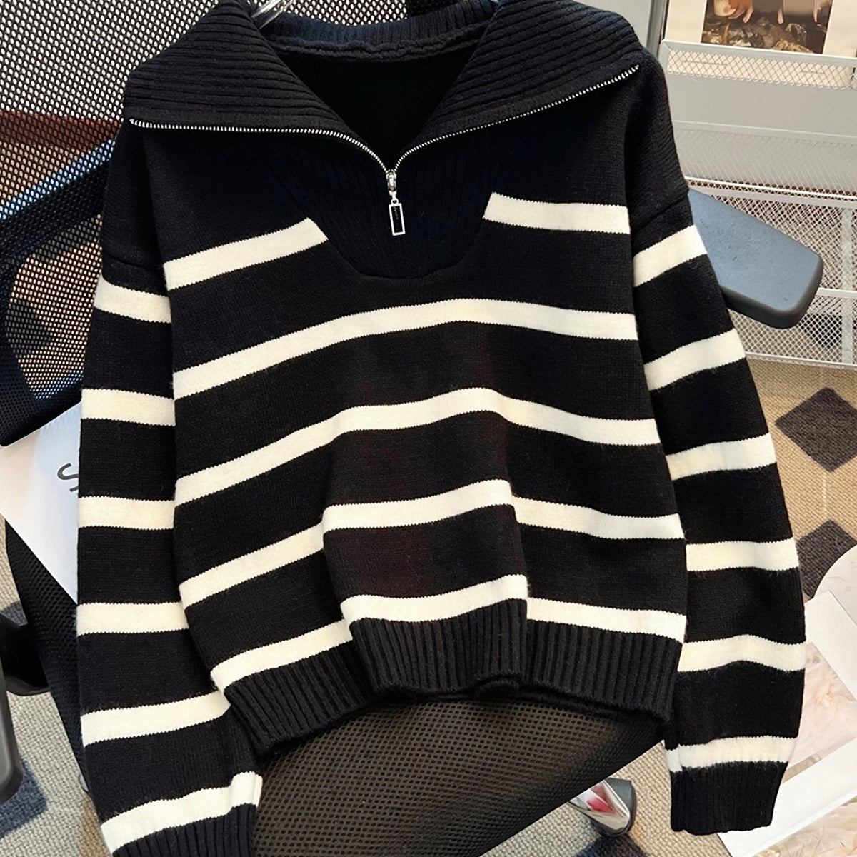 Helvano | Gestreifter Troyer-Pullover für Damen