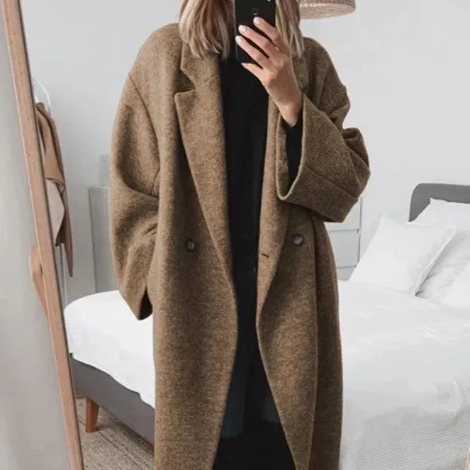 Helvano | Oversize Damenmantel mit Reverskragen
