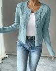 Helvano | Damen Zopfstrick-Cardigan mit Knopfleiste