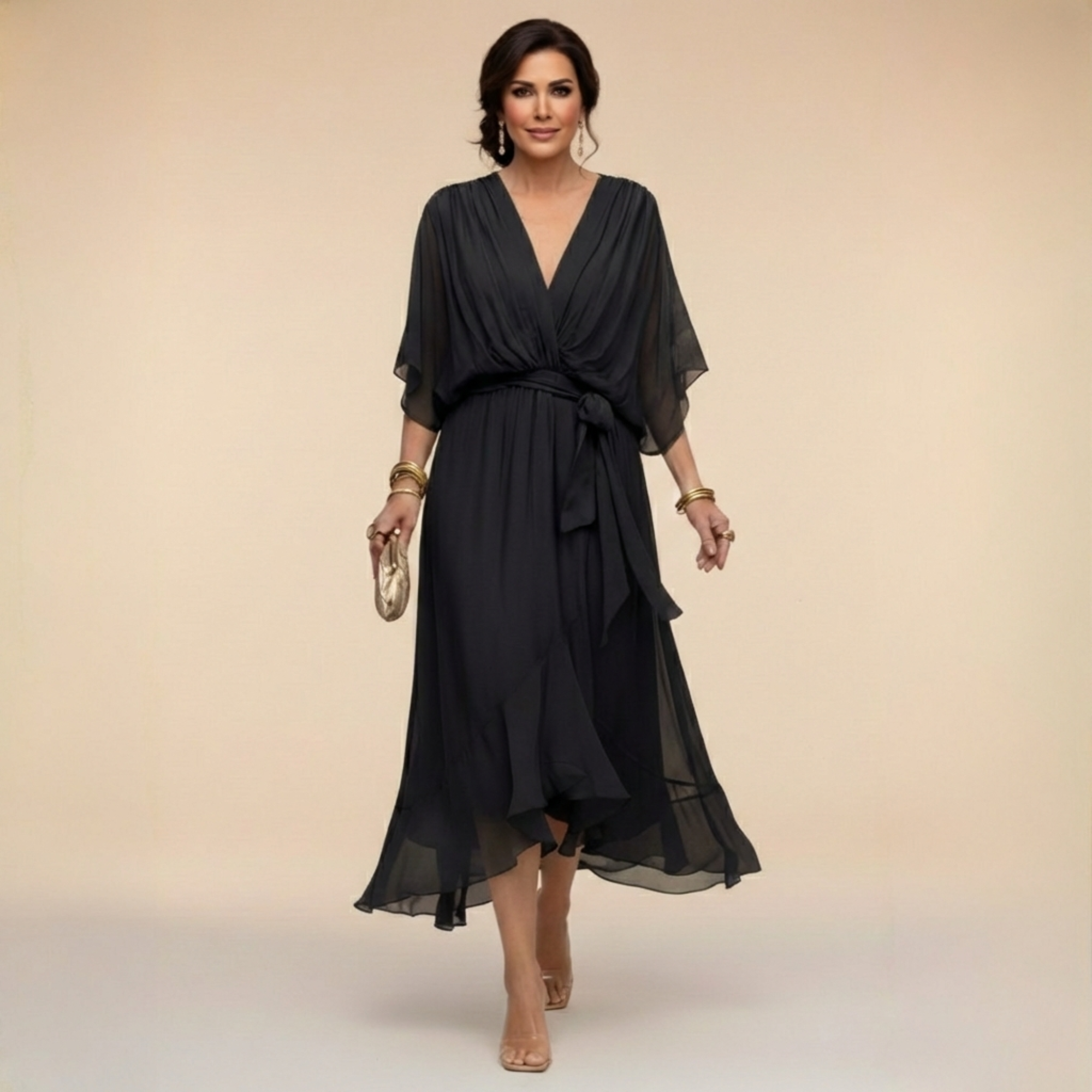 Helvano | Chiffon-Kleid mit V-Ausschnitt für Damen