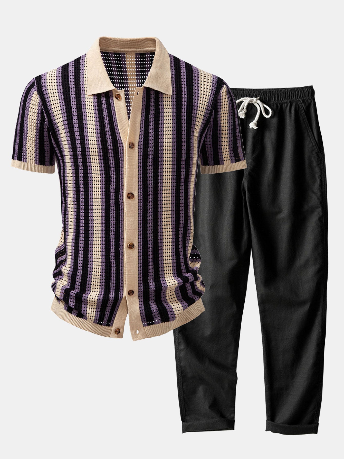 Helvano | Herren-Set Leinenhemd &amp; Leinenhose in Beige