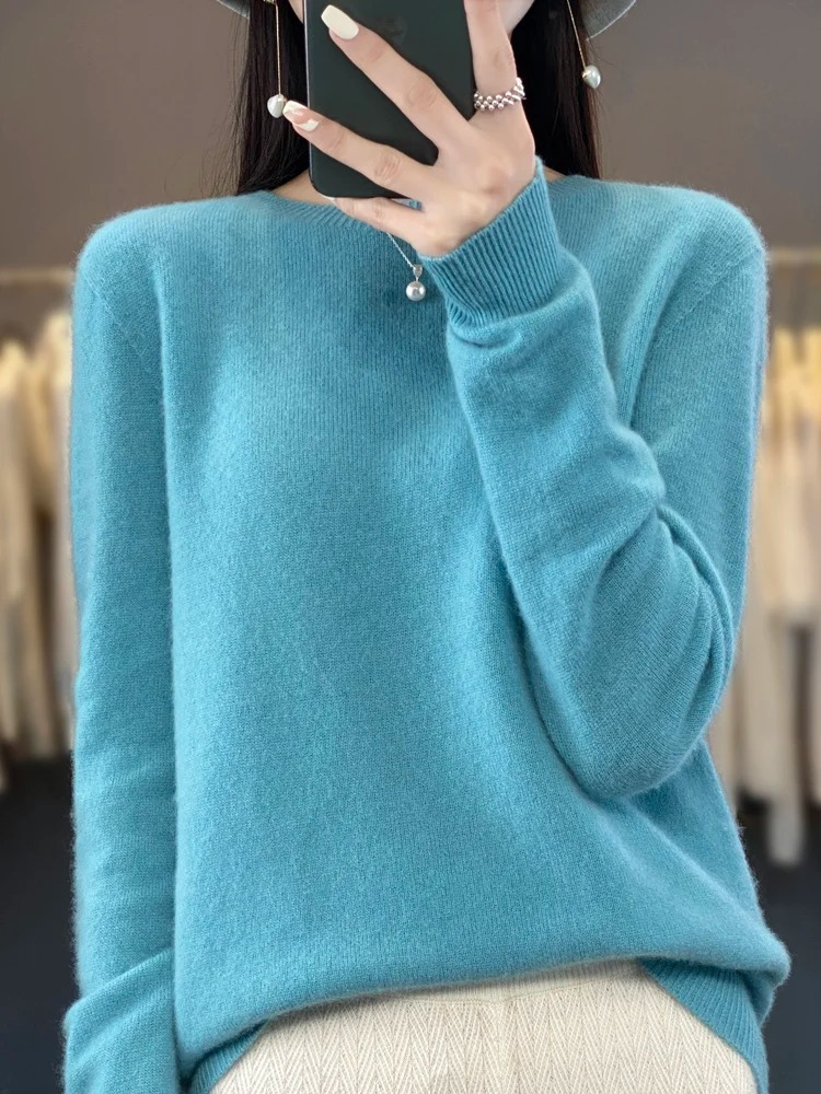Helvano | Damen Strickpullover mit Rundhalsausschnitt