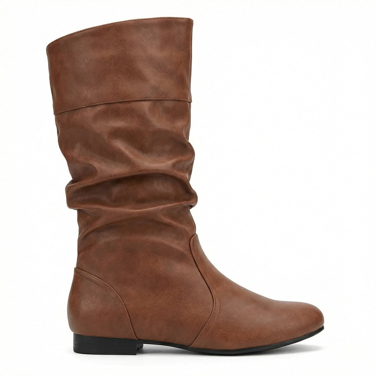 Helvano | Flache Damen-Stiefel mit Raffung bis zum Knie