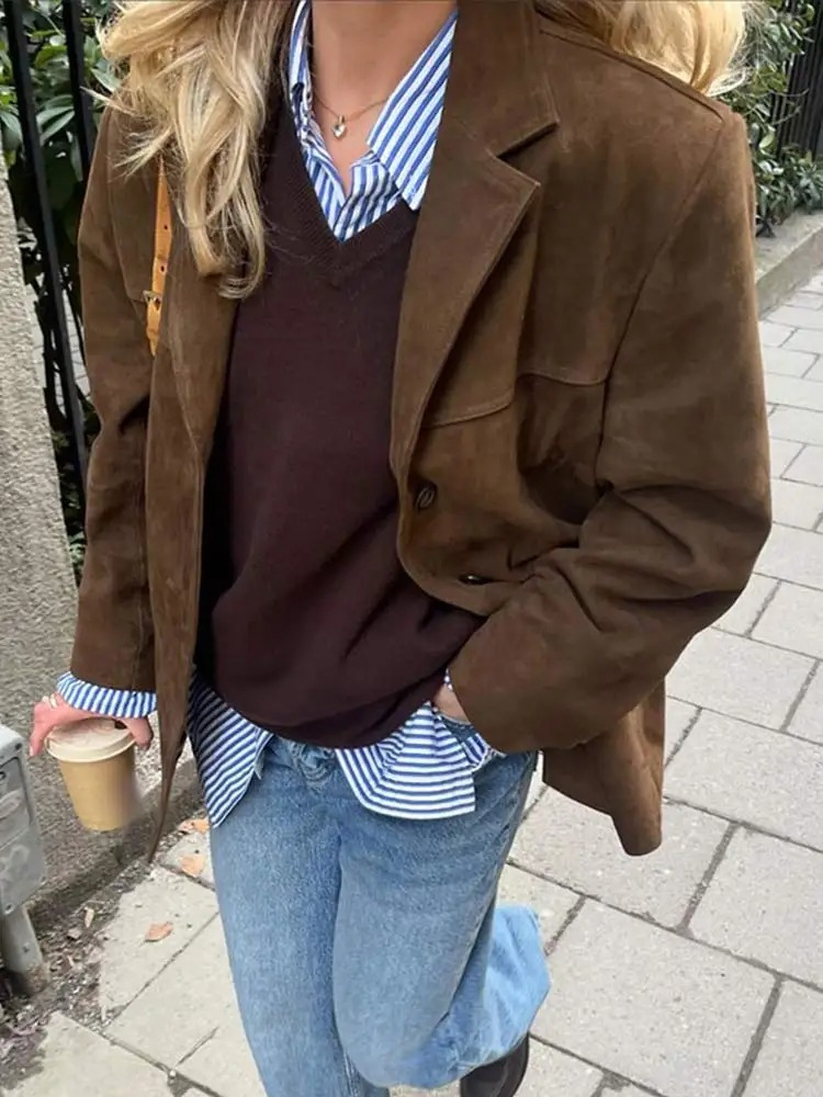 Helvano | Oversized Damen-Trenchcoat in Wildleder-Optik