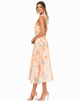 Helvano | Chiffonkleid mit Blumenmuster für Damen in Pfirsich