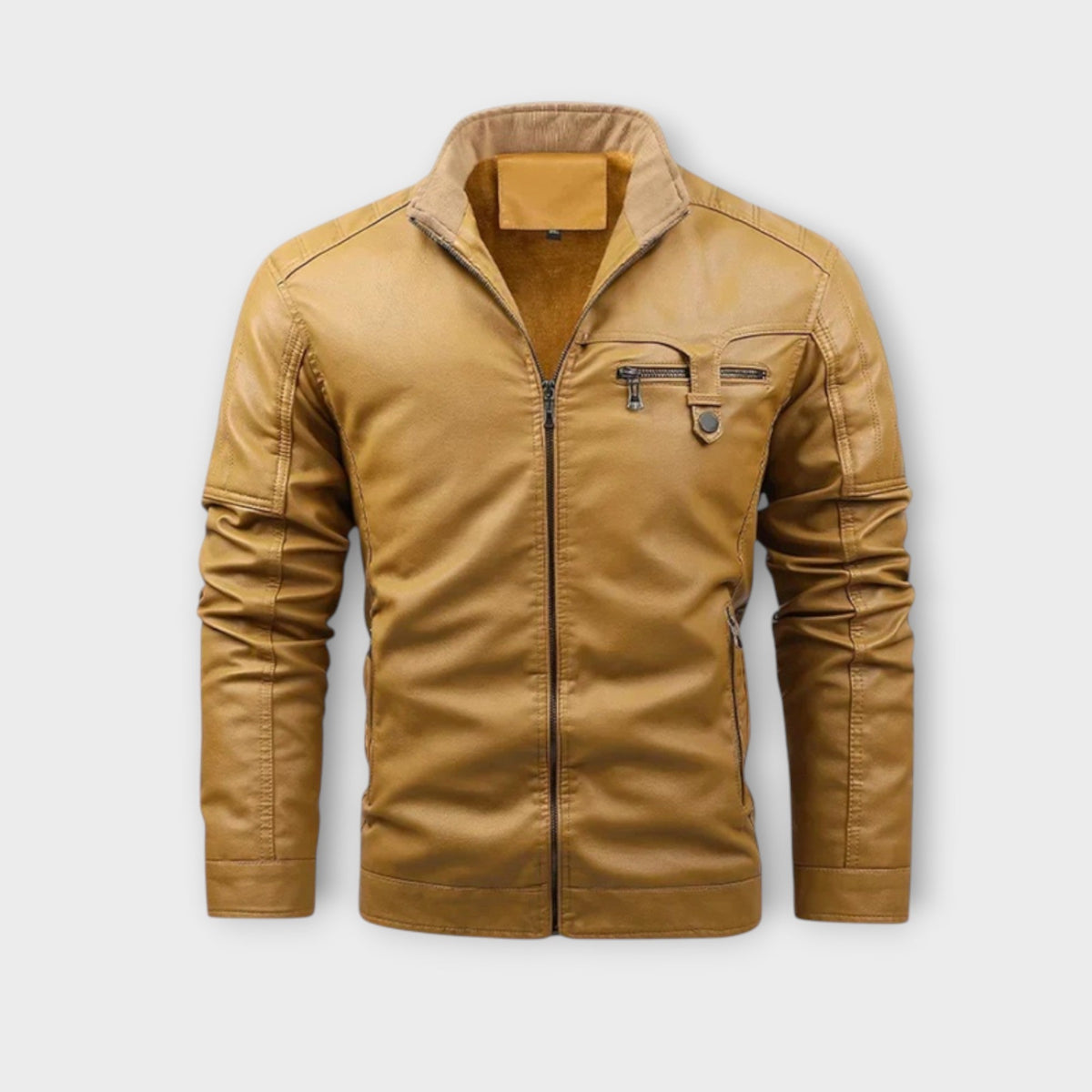 Helvano | Herren Lederjacke mit Fleecefutter im Retro-Look