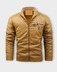 Helvano | Herren Lederjacke mit Fleecefutter im Retro-Look