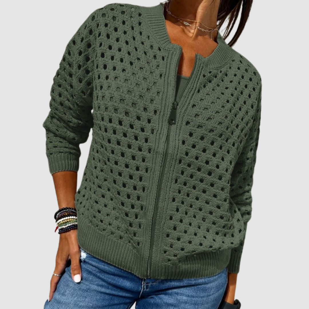 Helvano | Strickjacke mit Lochmuster für Damen