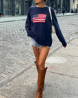 Helvano | Strickpullover mit Amerika-Flagge für Damen