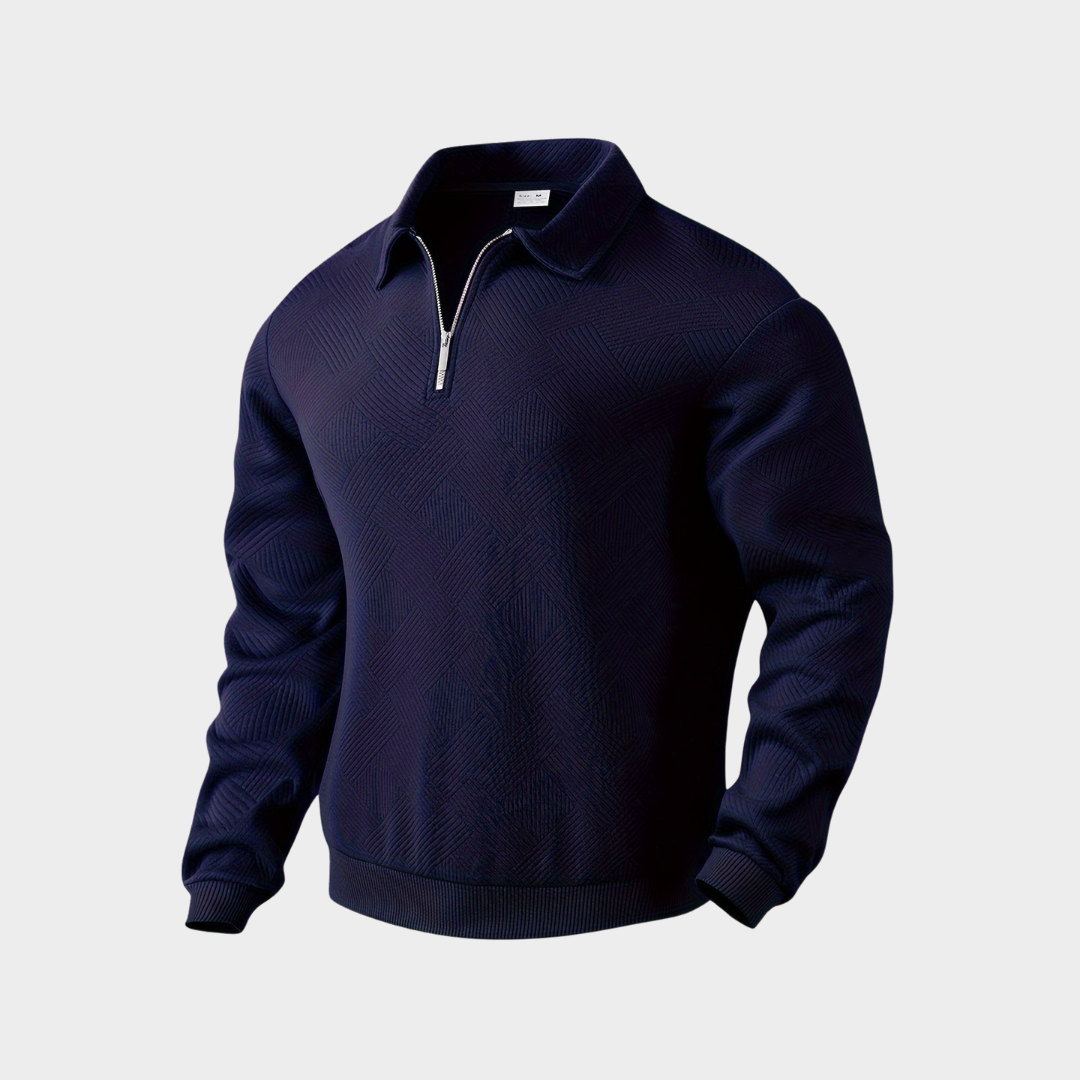 Helvano | Strukturierter Half-Zip Pullover für Herren