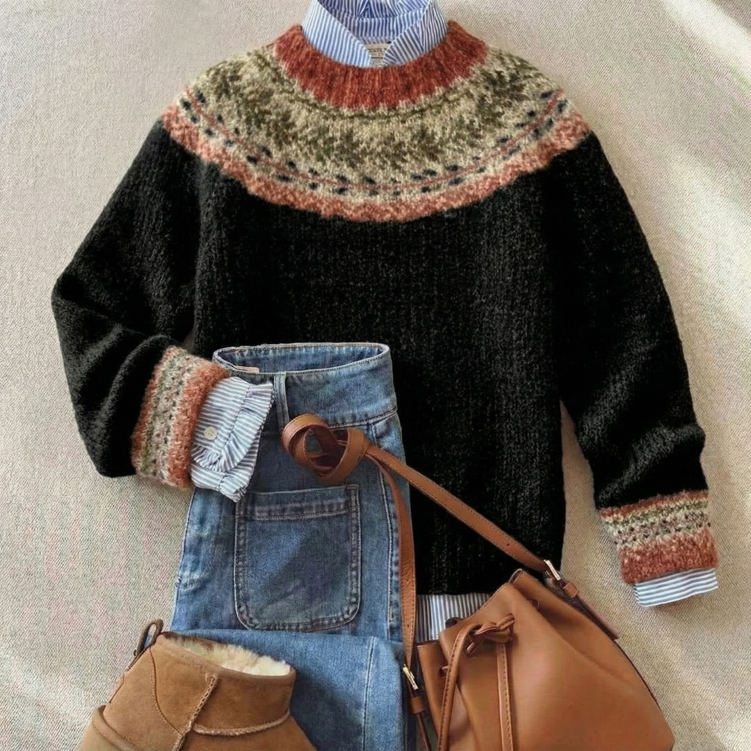 Helvano | Damen Strickpullover mit Norwegermuster