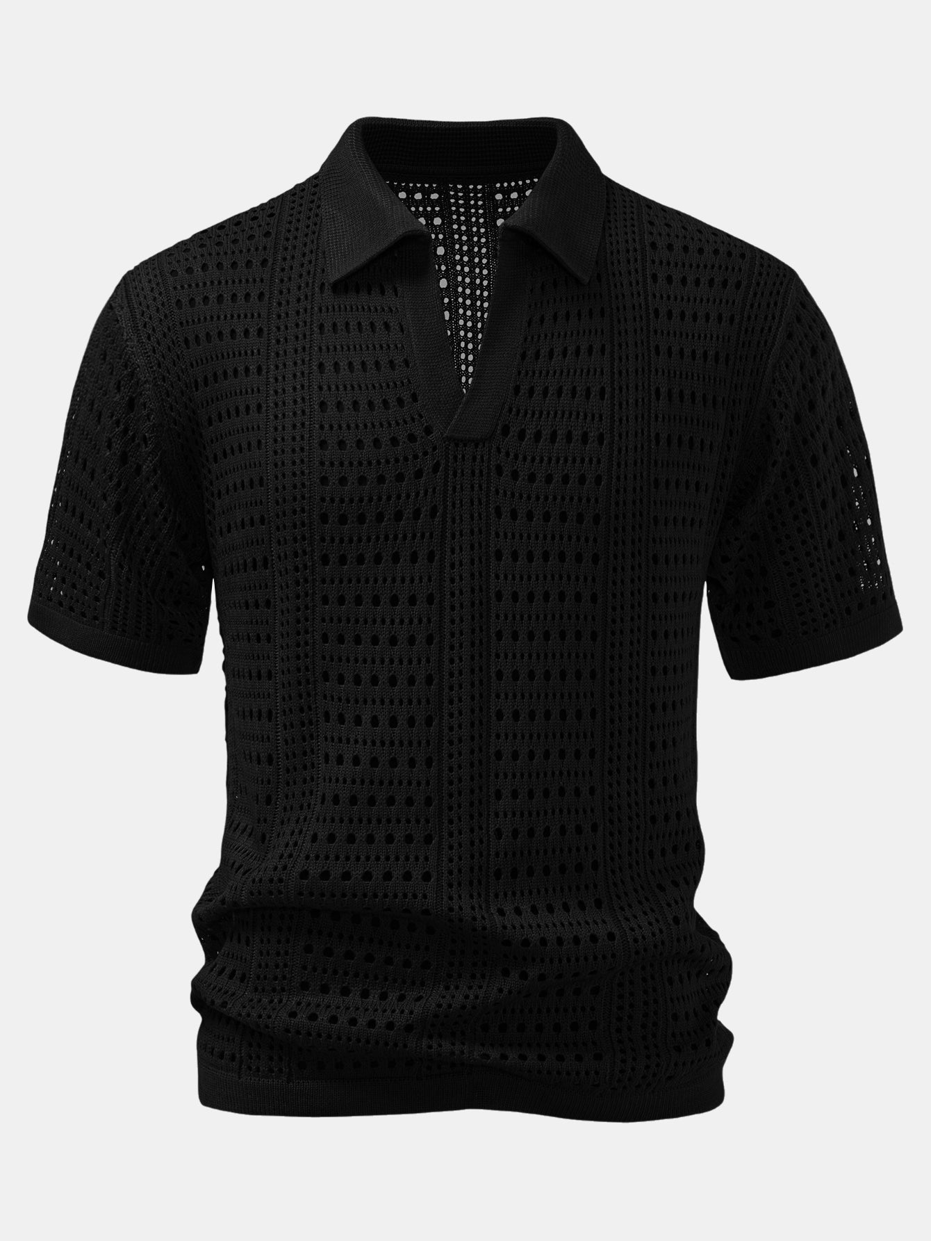 Helvano | Herren-Set Häkel-Poloshirt mit V-Ausschnitt &amp; Leinenhose