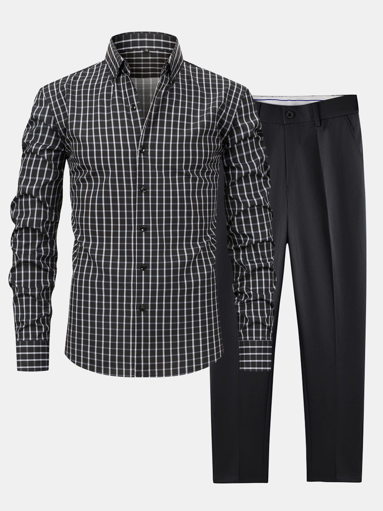 Helvano | Herren-Set: Kariertes Hemd &amp; Slim-Fit-Hose