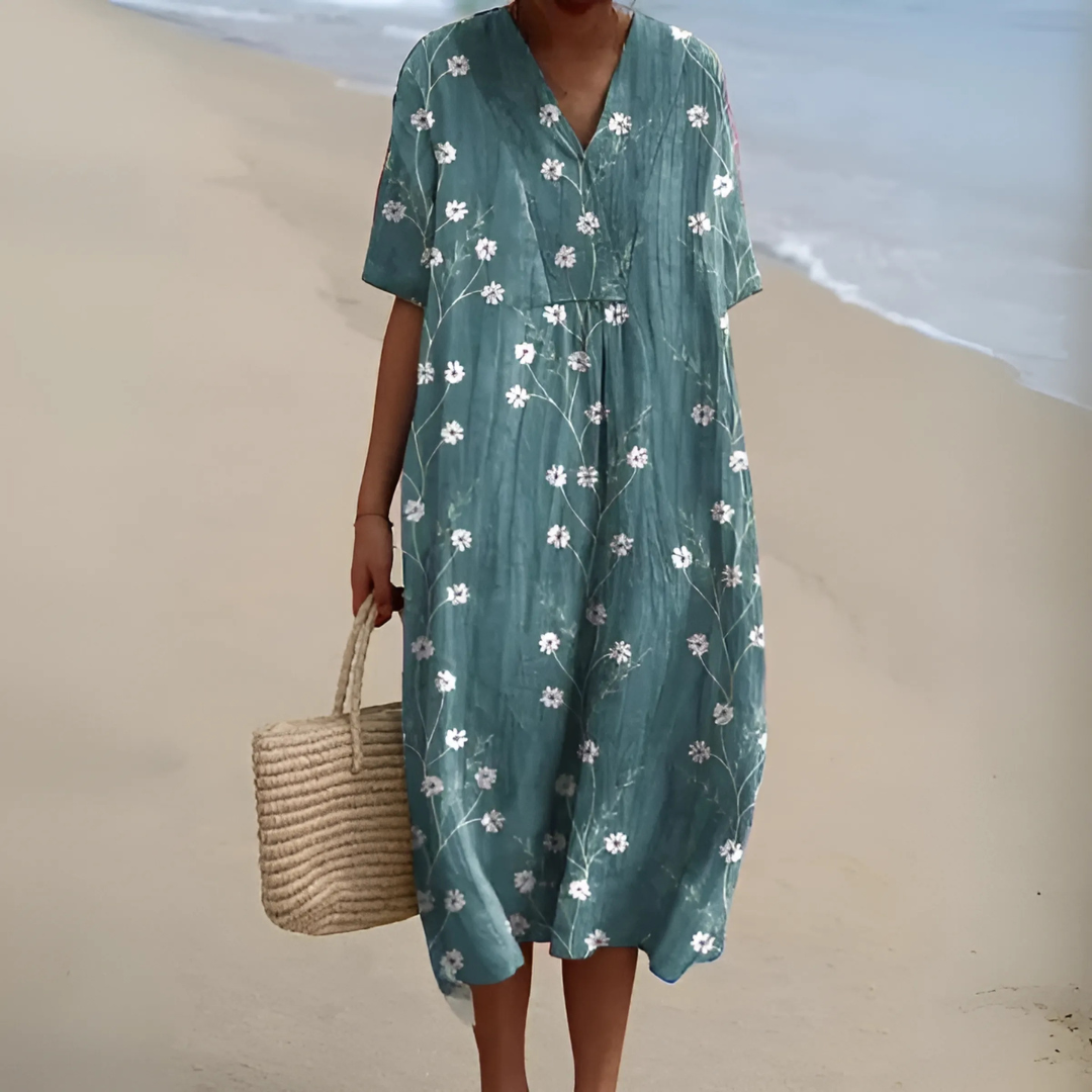 Helvano | Boho Blumenkleid mit lockerem Schnitt