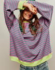 Helvano | Gestreifter Strickpullover mit Rundhals für Damen