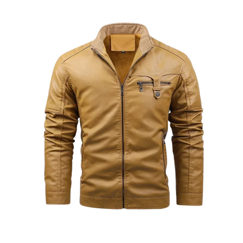 Helvano | Retro Lederjacke mit Fleecefutter für Herren