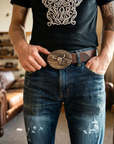 Helvano | Ovale Gürtelschnalle aus Metall für Herren