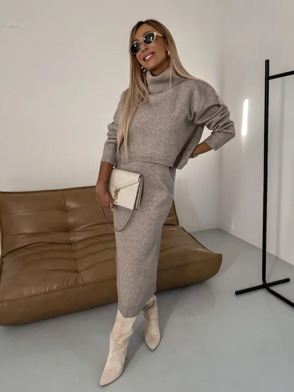 Helvano | Jersey-Midikleid mit Rollkragen für Damen