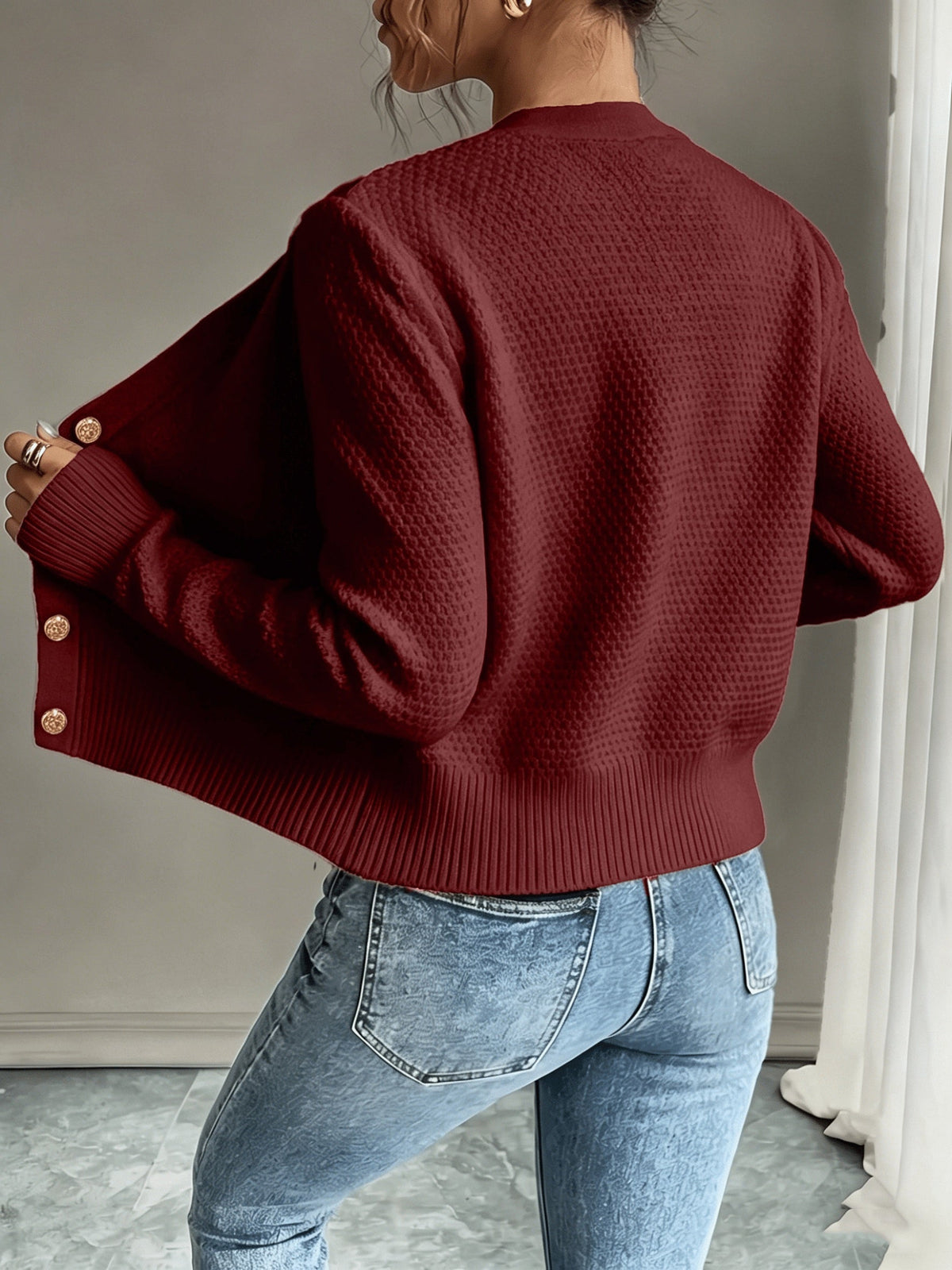 Helvano | Damen Zopfstrick-Cardigan mit Knopfleiste