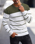 Helvano | Gestreifter Strickpullover mit Rundhals für Herren