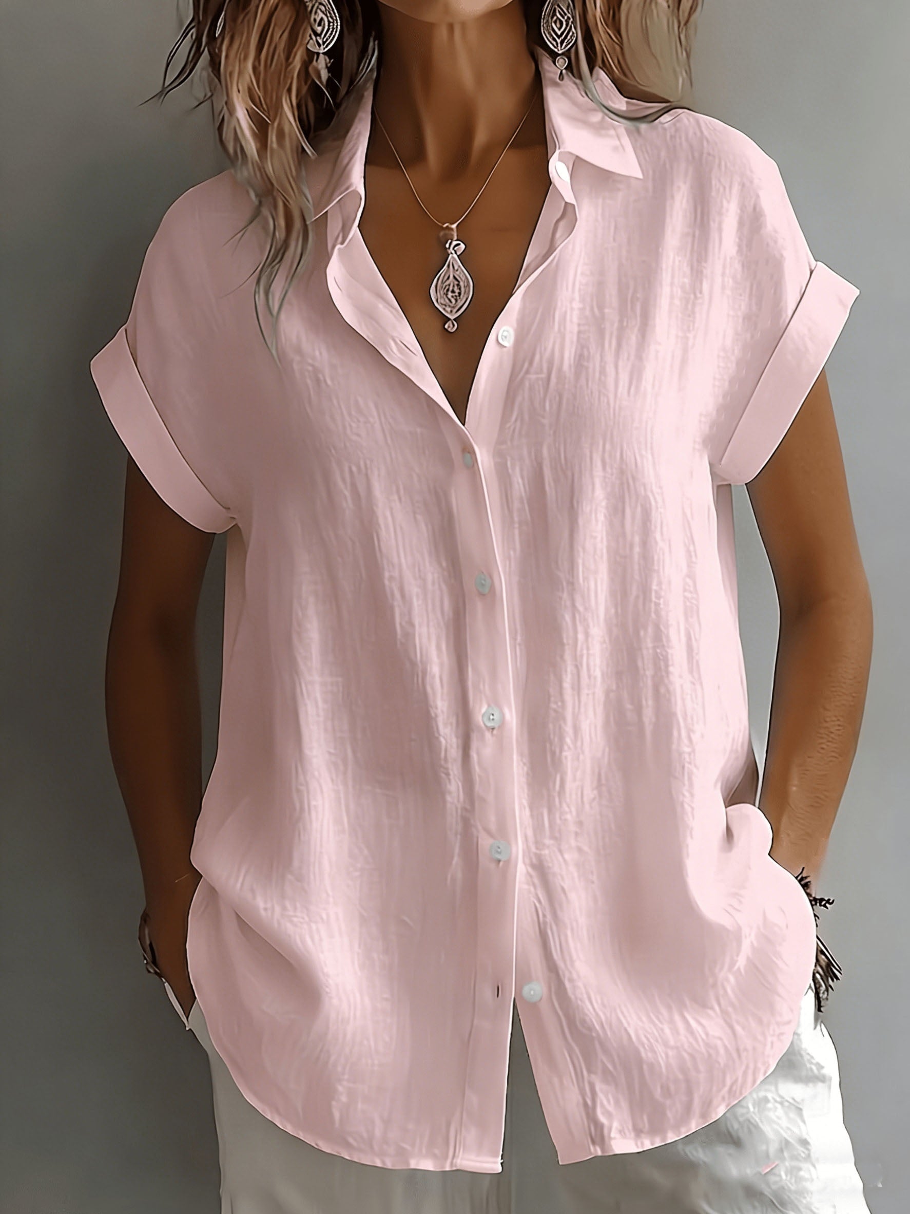 Helvano | Leinenbluse mit Kragen für Damen