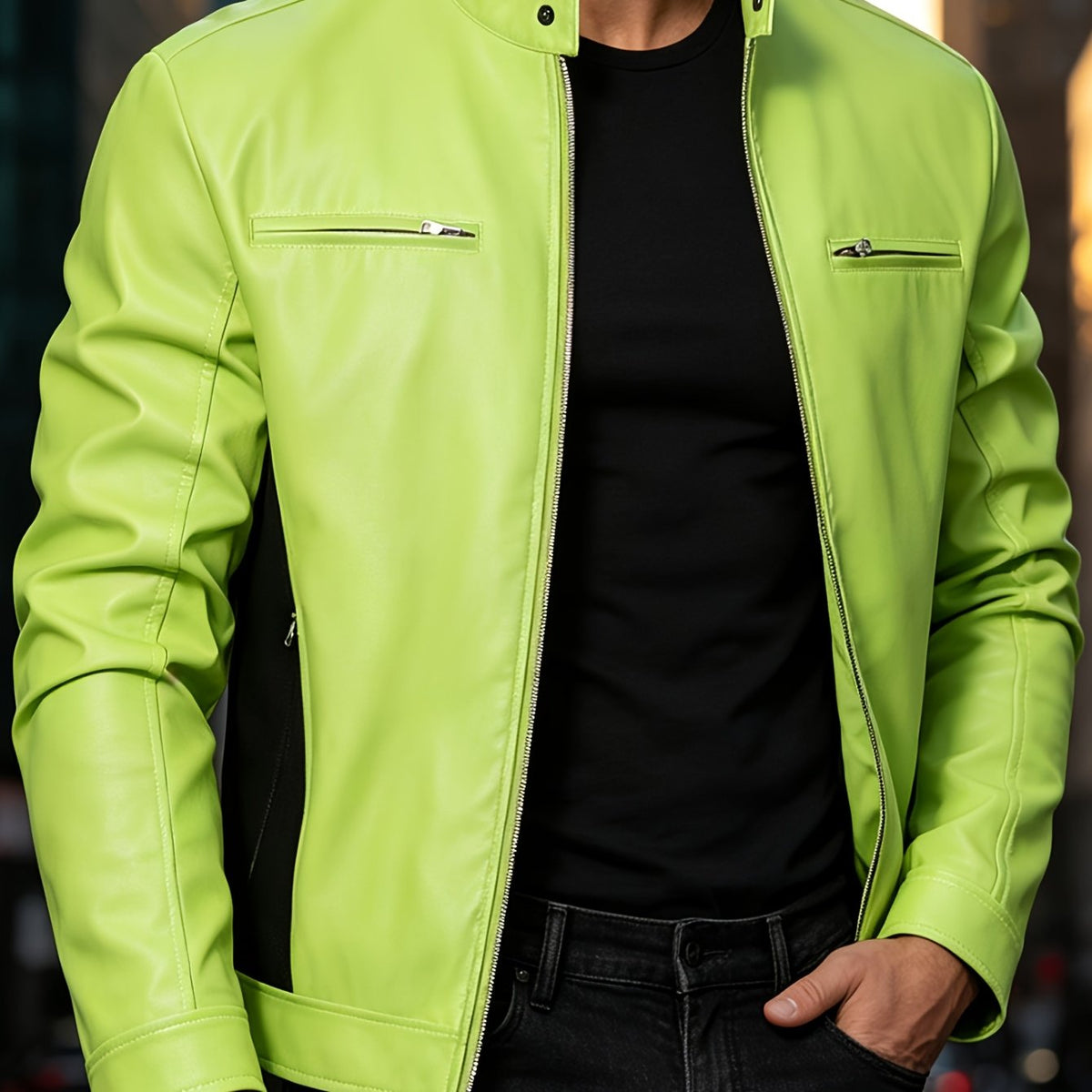 Helvano | Herren Kunstlederjacke mit Reissverschluss